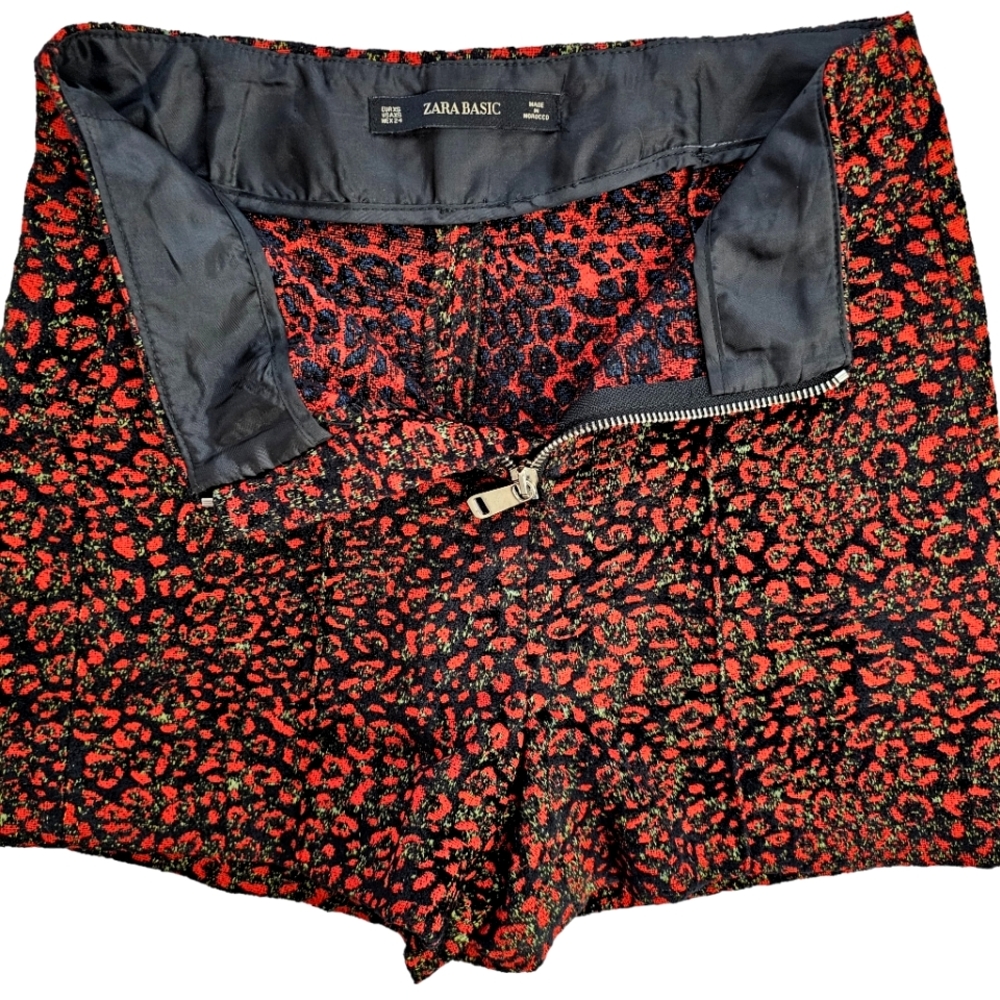 Zara Basic Red / Black Flat Panel Jacquard Dressy… - image 7